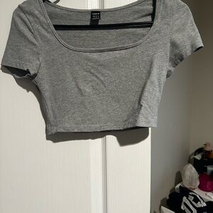 SHEIN Gray Fitted Crop T-Shirt